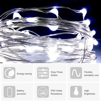 

White Christmas IP65 Waterproof 4.5V LED Fairy String Light Battery Powered Operated Twistable Bendable Flexible Xmas Festival