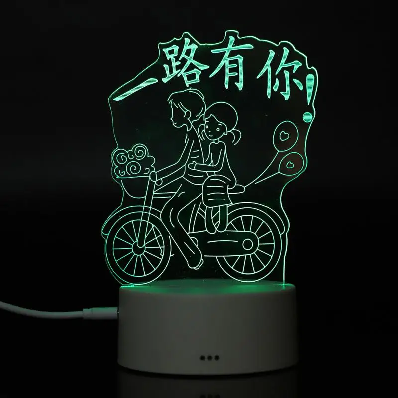 

USB 4.5V Seven-color Lamp Touch Switch Night Light Acrylic Pattern Table Desk Light with Remote Control luminaria Hot Sale