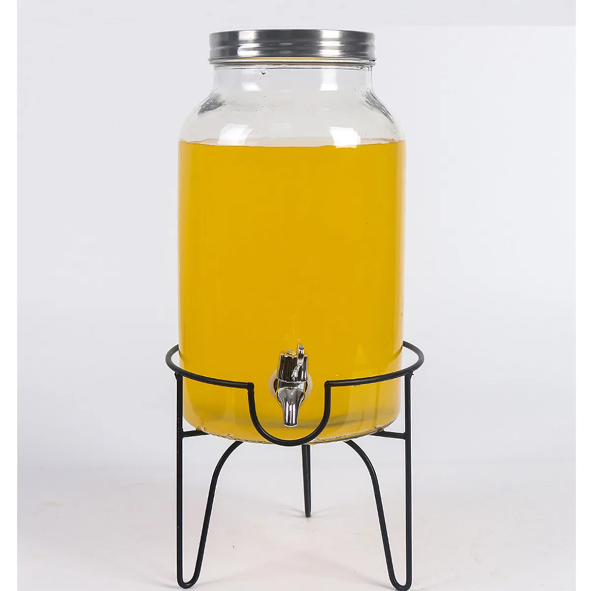 5.5L Drink Beverage Dispenser and Stand Beverage Water Juice Beer cans Detox Glass Jar With