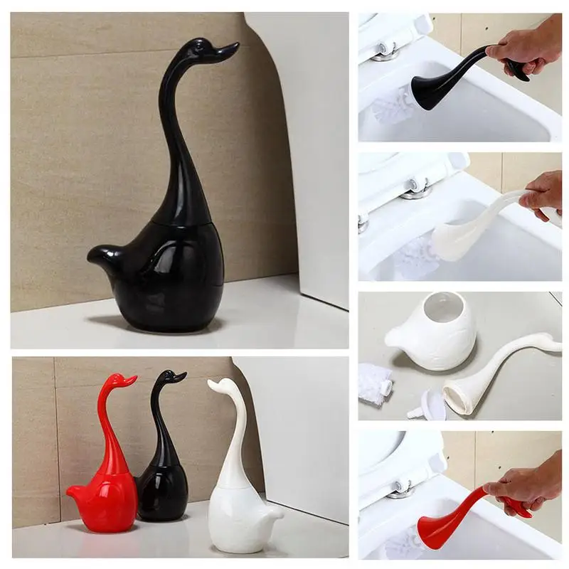 Innovative Swan Shape Toilet Brush Bathroom Accessories Ceramic Base Plastic Handle Cleaning Brush For Bathroom Home Hotel