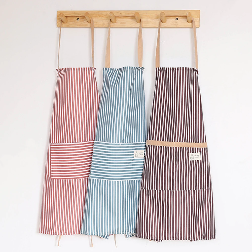 

1 PCS Waterproof Polyester Fabric Stripe Apron + 2 PCS Arm Sleeve Antifouling Kithen Apron Home Kitchen Restaurant Cleaning Tool
