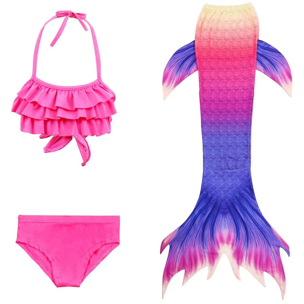 3Pcs/Set Bikini Set Swimming Suits Children Mermaid Tail Swimsuit Kids Girls Swimwear Bathing Suit Cosplay Costume New