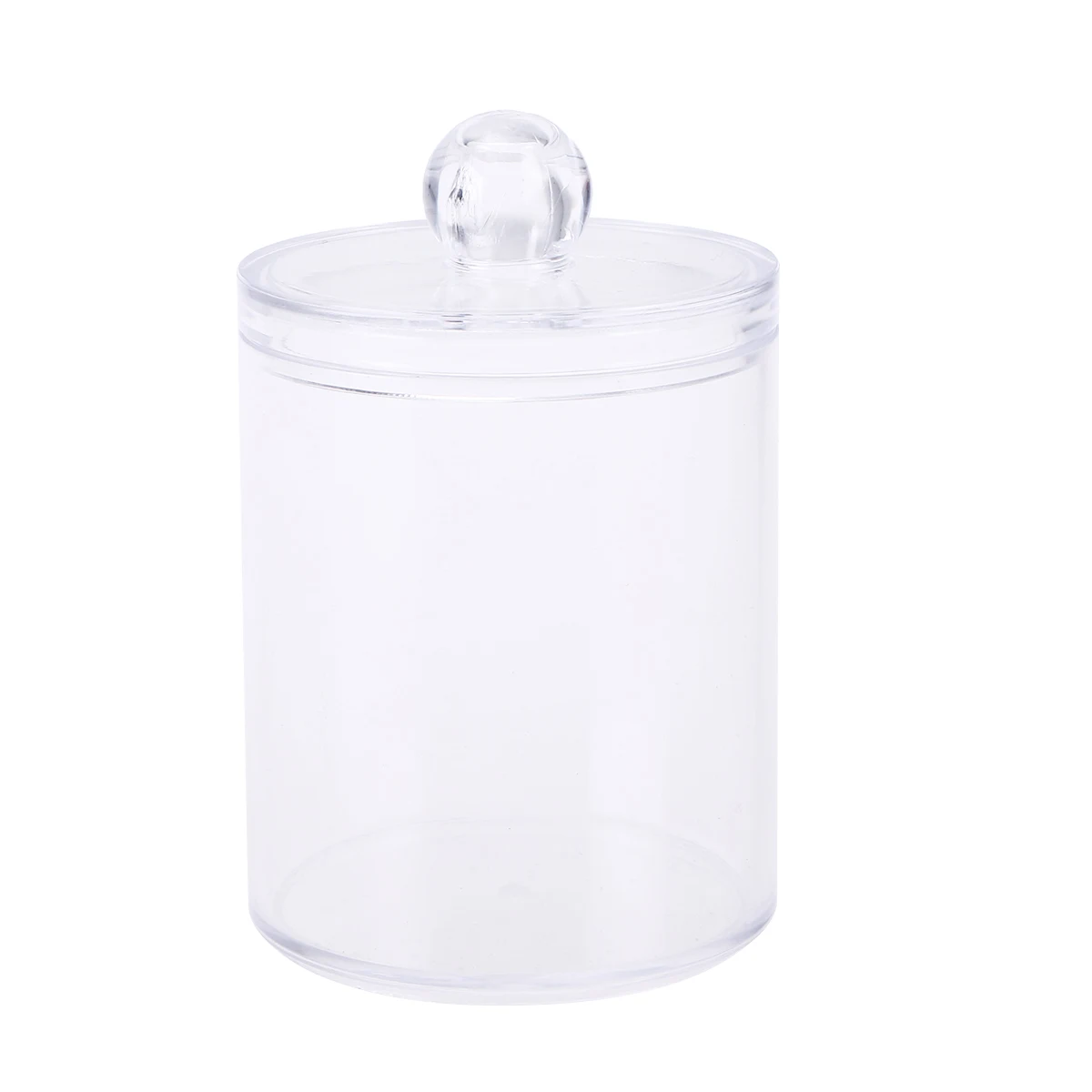 Plastic Canister Clear Round Makeup Cotton Ball Swab Cosmetics Jewelry Organizer Holder Box