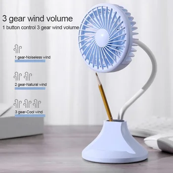 

Mini Flexible USB Fan 3 Speed Adjustable Cooler with Desktop Lamp Mobile Phone Holder Design Fan as Pen Case for Home or Office