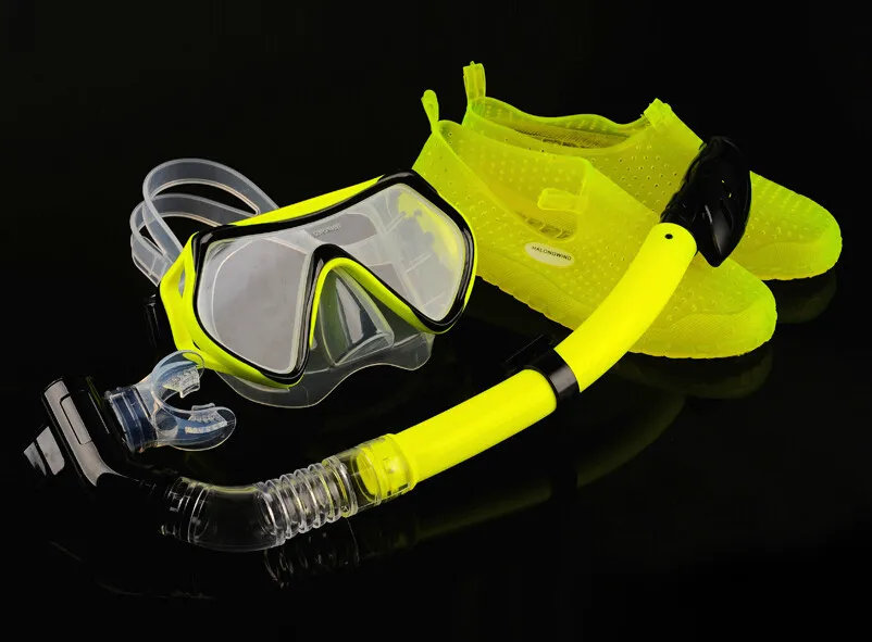 Высокая прочность 4 мм закаленное стекло очки дайвинг маска полный сухой дыхательную трубку дайвинг обувь подводное плавание поставляет