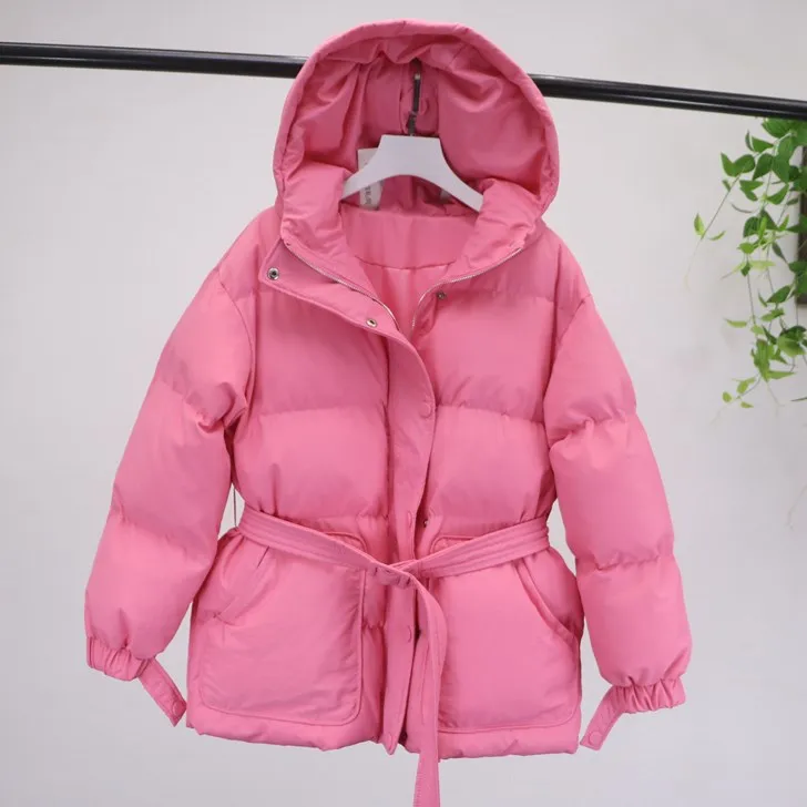 

2018 Autumn Winter New Women Long Parkas Fashion Hooded Sashes Thickened Parka Coats Casual Loose Solid Outerwear