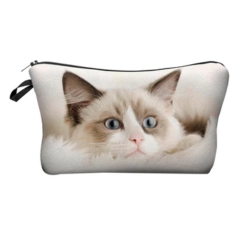 

Cute pattern Pouch Travel Case Cosmetic Makeup Bag (Beige Cat)