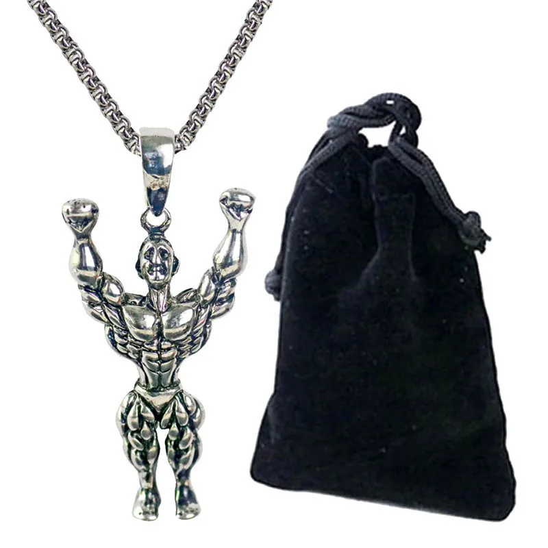 

Exercise muscle male pendant Strong and handsome man necklace jewelry wholesale talent movement necklace