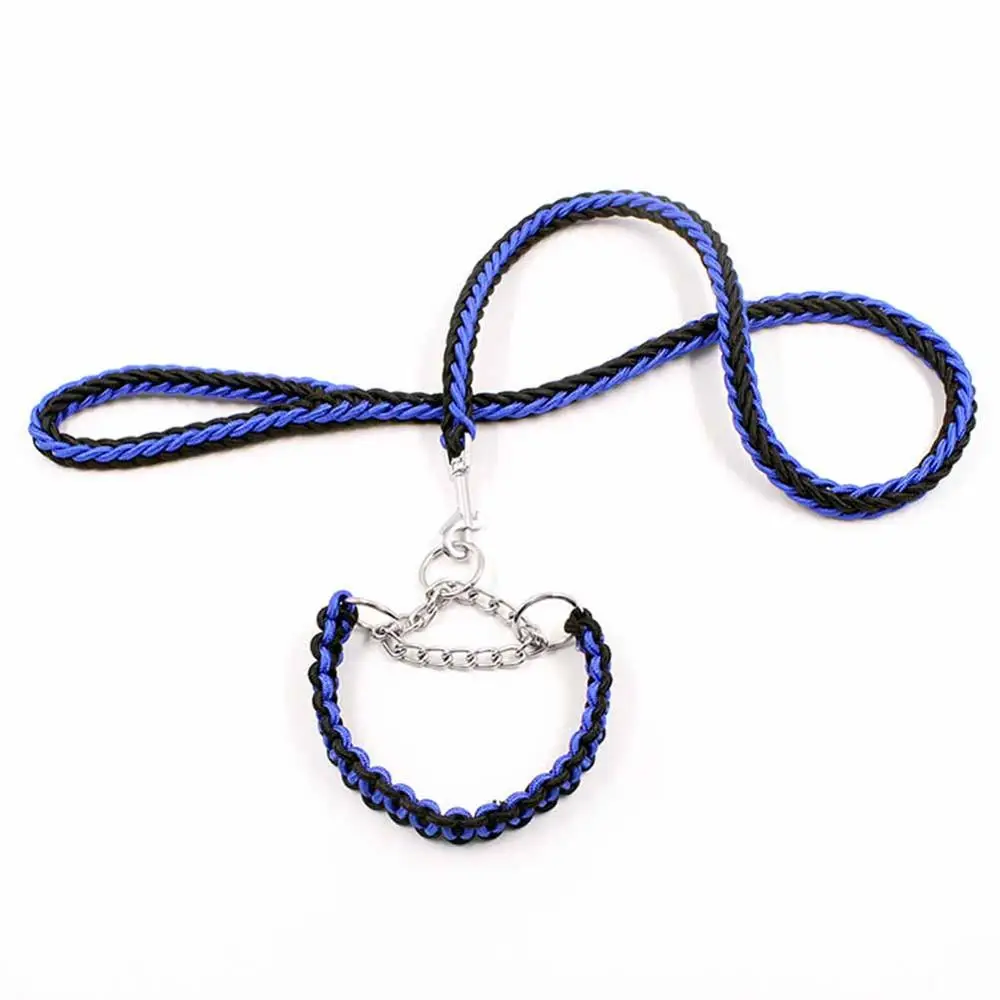 Braided Nylon Dog Collar Leash Set 120cm Long Outdoor Large Dog Leash Rope For Training Walking Size S M L Pet Dog Collar Leash