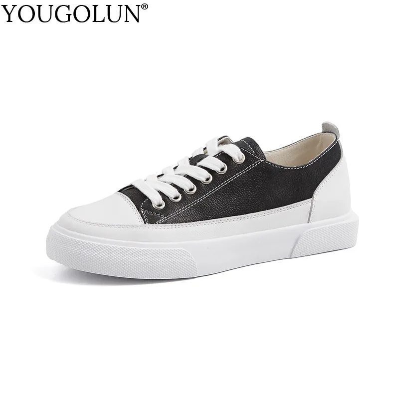 Women Shoes Spring Autumn Genuine Leather Women Sneakers Skateboarding Shoes Comfortable Cow Leather Fashion Casual Shoes B035