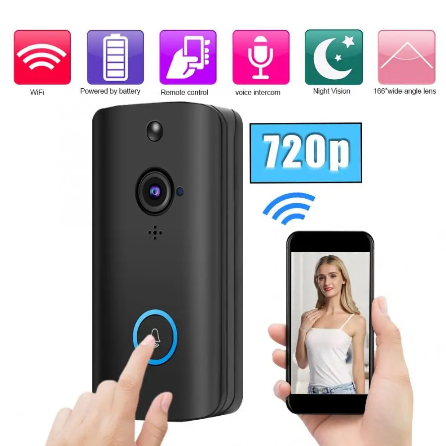 Video Peephole 720P Wifi Wireless Smart Intercom Recording Doorbell Video Visual Door Night Vision Video Doorbell Waterproof