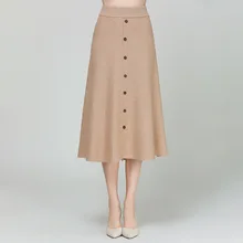 Трикотажные юбки женские весна и осень с эластичной талией с высокой талией однобортные вязаные юбки плиссированные юбки 1799