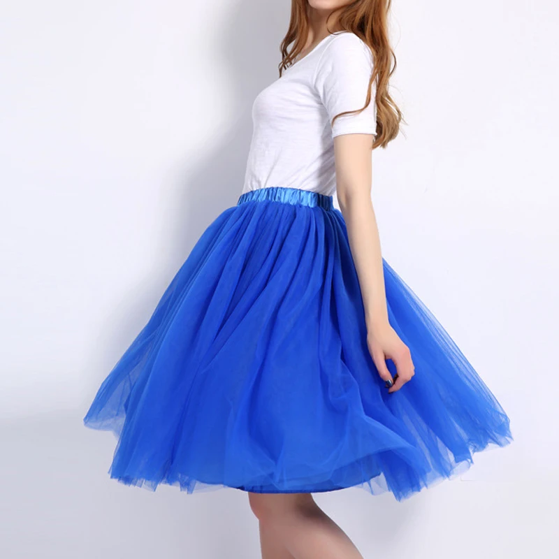 

Fashion 5 Layers Tulle Skirt Pleated TUTU Skirts Womens Lolita Petticoat Bridesmaid Midi Skirt Black Jupe Saias Faldas
