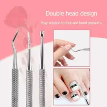 Двуглавый инструмент для удаления кутикулы пальцев ног кутикулы толкатель стальной мертвой кожи средство для снятия маникюра Инструменты для ногтей инструменты для украшения ногтей