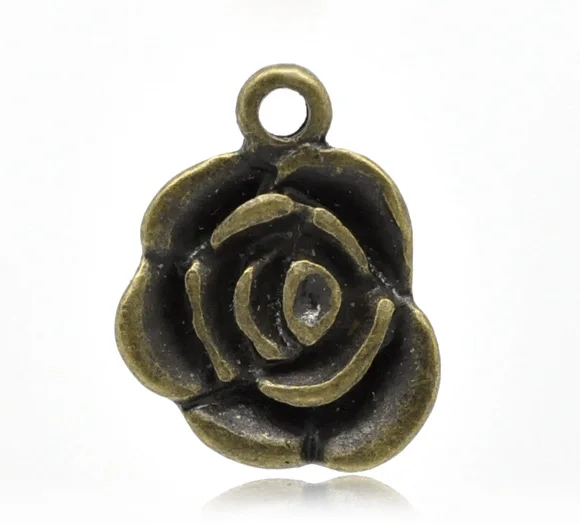

Lovely 50 Bronze Tone Rose Flower Charm Pendants 17x14mm (B15581)