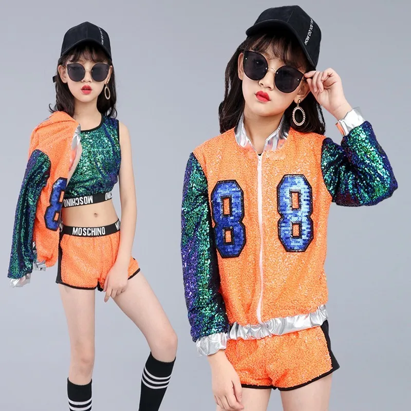 Songyuexia الأطفال الأصفر التشجيع أزياء رقص الأطفال الجاز الهيب هوب dancewear