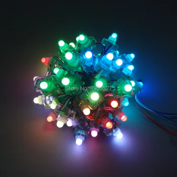 

18AWG wire 100pcs/string square 12V WS2811 rgb pixel led module light string lamp;all WHITE/GREEN/BLACK/RGB wire;Waterproof IP68