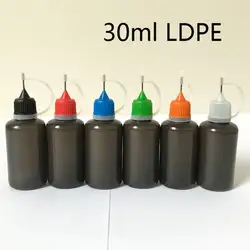 1000 шт черный пустой E жидкий пузырек с иглой 10 мл 30 мл LDPE мягкая пластиковая E бутылочка с дозатором для сока с цветной металлический