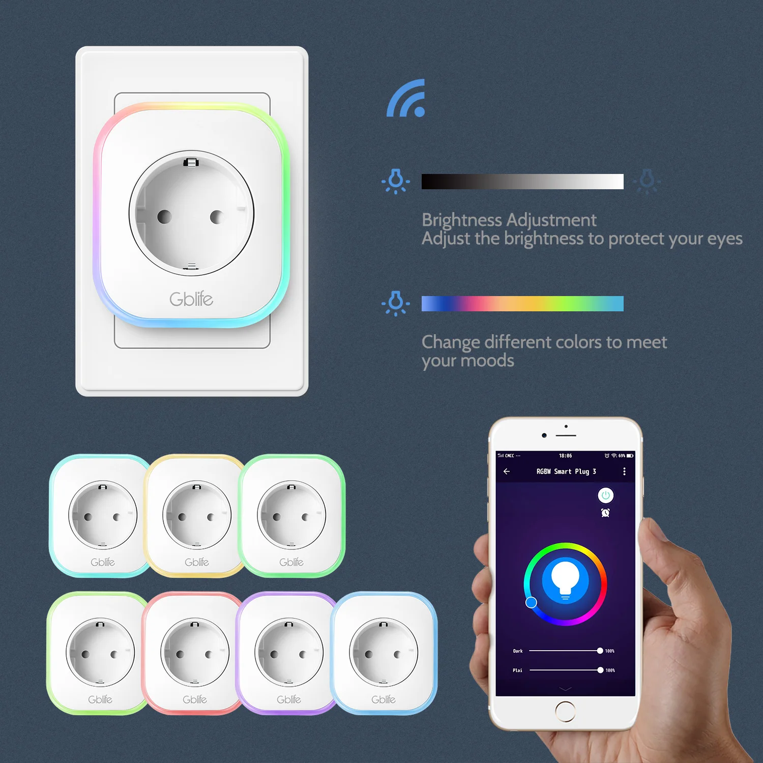 Gbtiger SA01 мини монитор питания WiFi розетка умный пульт дистанционного управления RGB