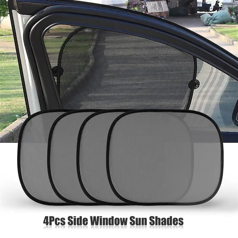 

5Pcs Car Sun Visor Rear Side Window Sun Shade Mesh Fabric Sun Visor Shade Cover Shield UV Protector Black Auto Sunshade Curtain