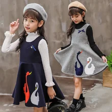 Детская одежда для девочек; сезон осень-зима; Новое Детское шерстяное платье принцессы с рисунком