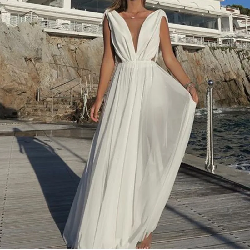 Белое шифоновое платье sukienka vestidos robe femme длинное сексуальное прозрачное kleider
