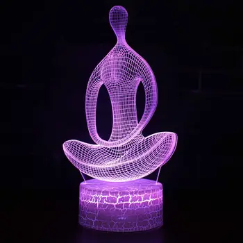 

7 Colors 3D Meditation Shaped Night Light with Touch Control Decorative Home Lamp