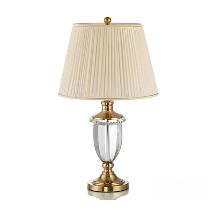 

Nordic Crystal Led Table Lamps Fabric Lampshade Bedroom Bedside Lighting Table Light Living Room Desk Lamps Luminaire Fixtures