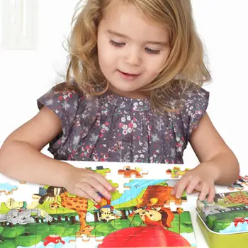 

Animals kids toy 60 pieces wooden puzzle animal cartoon puzzles wood Jigsaw baby child early educational toys