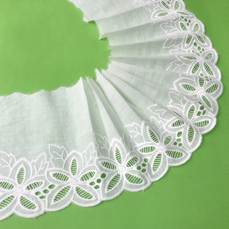 

14yards White Cotton cloth lace Embroidery lace trims fabric ribbon handmade DIY garment sewing hemline clothing accessories