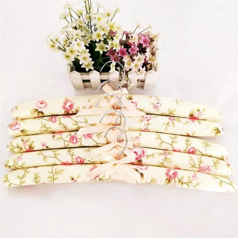 5 шт цветочная ткань Нескользящие деревянные вешалки пасторальная вешалка для одежды Нескользящие вешалки для одежды сушильные стойки для одежды смешанных цветов