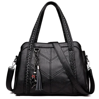 

NEW-Women Casual Tote Bag Female Handbag Large Big Shoulder Bag For Women Tote Ladies Vintage Genuine Crossbody Bag