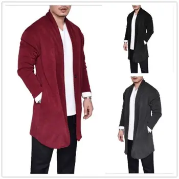 

Men's Casual Coat Slim Fit Long Sleeve Knitted Trench Coat Jacket