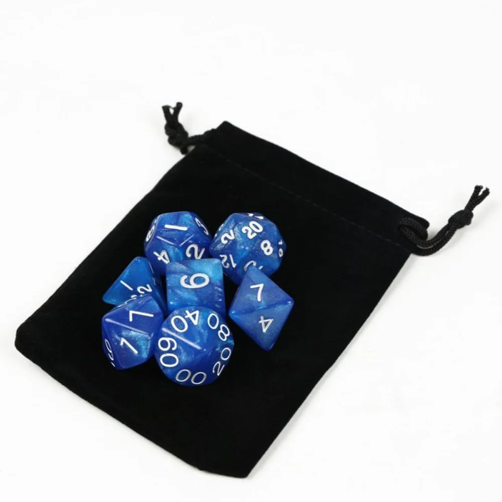 

7Pcs D4-D20 Clear Polyhedral Dice Set With Bag For DND RPG Role Playing Game Kit