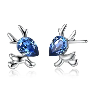 

Lovely Cartoon Style 925 Sterling Silver Crystals From Swarovski Explosive Deer Pop Dangle Earrings Women Christmas Gift