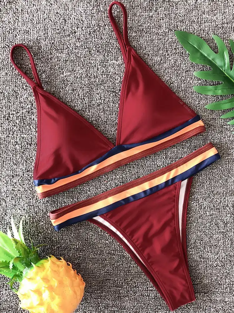 burgundy bathing suit bottoms