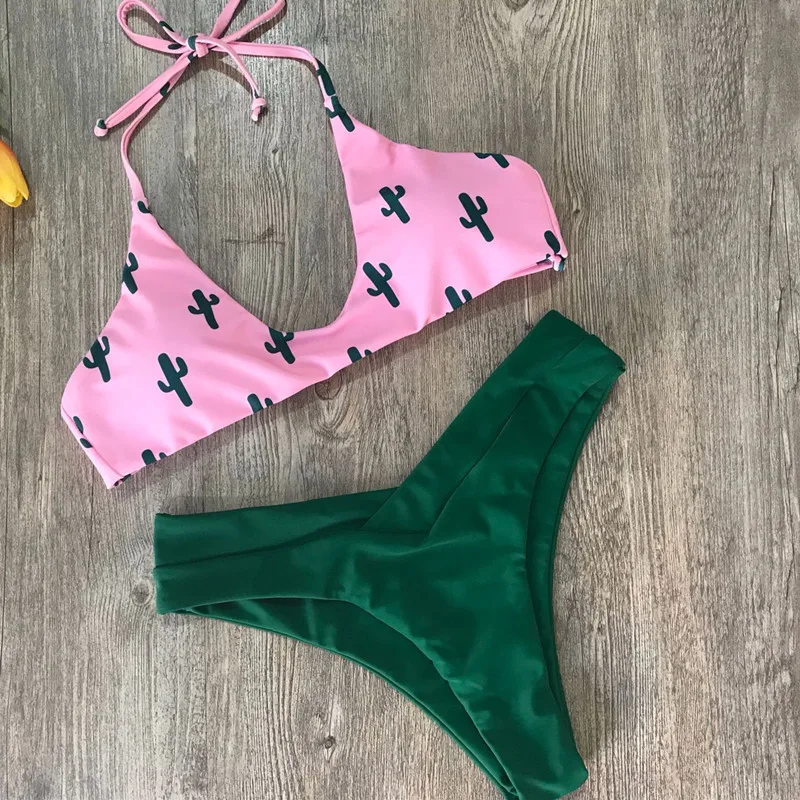 

2Pcs Women Summer Swimwear Bikini Set Push-up Padded Bra Bather Suit Swimsuit