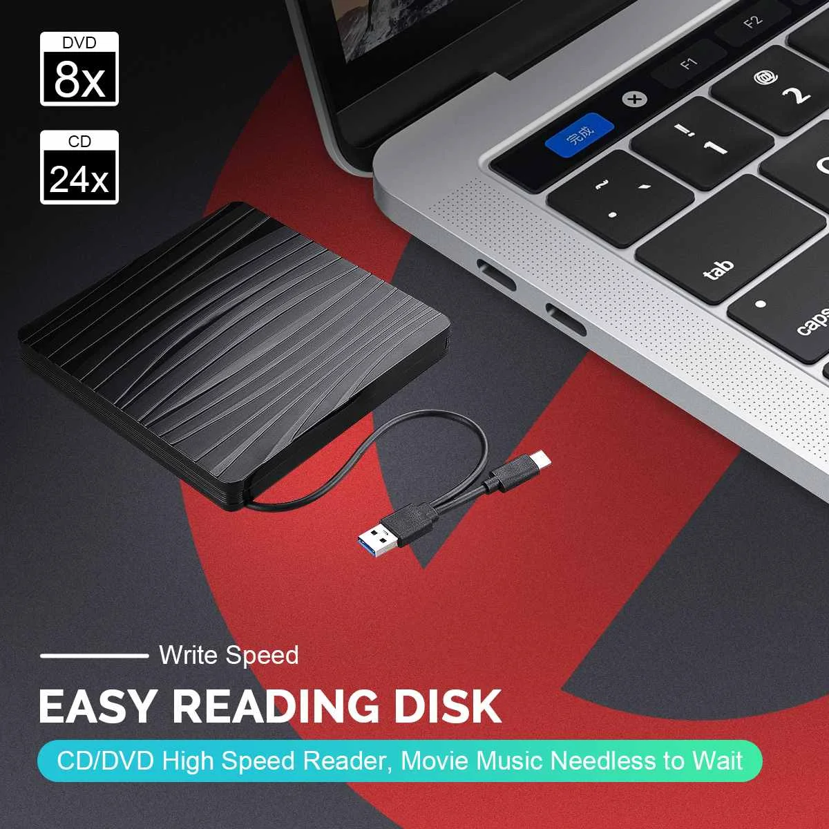  Type C USB 3.0 Optical Drives Cases DVD RW CD Writer Drive Burner Reader Player Optical Drives for 