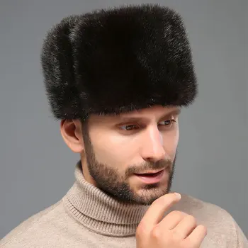 

Brand Man Aussia Style Winter Thicken Warm Real Mink Fur Cap Female Bomber Hat
