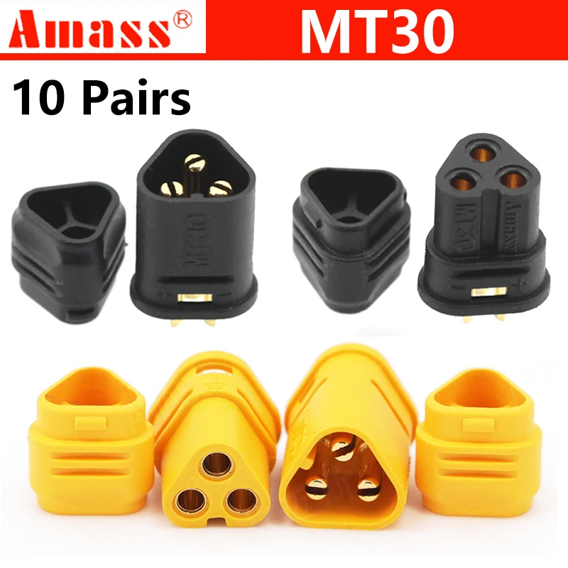10pair AMASS MT30 2mm 3-pin Connector / Motor connector / Plug Set for RC Lipo Battery RC Model Quadcopter Multicopter