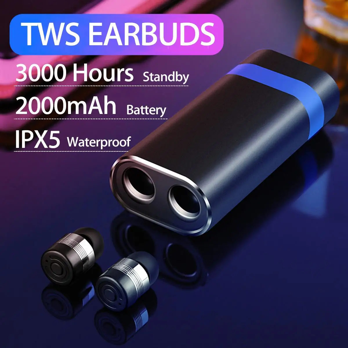 

TWS bluetooth Earphones Waterproof 2000mAh Power Bank Headset True Wireless Stereo Mini Sports In-ear Earbuds For Xiaomi