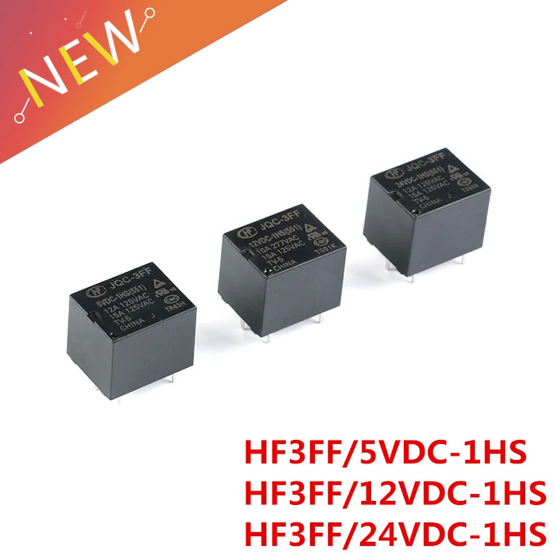 

5Pcs Relay HF3FF-JQC-3FF- 5VDC-1HS 12VDC-1HS 24VDC-1HS(551) DIP4 5V 12V 24V DC 10A