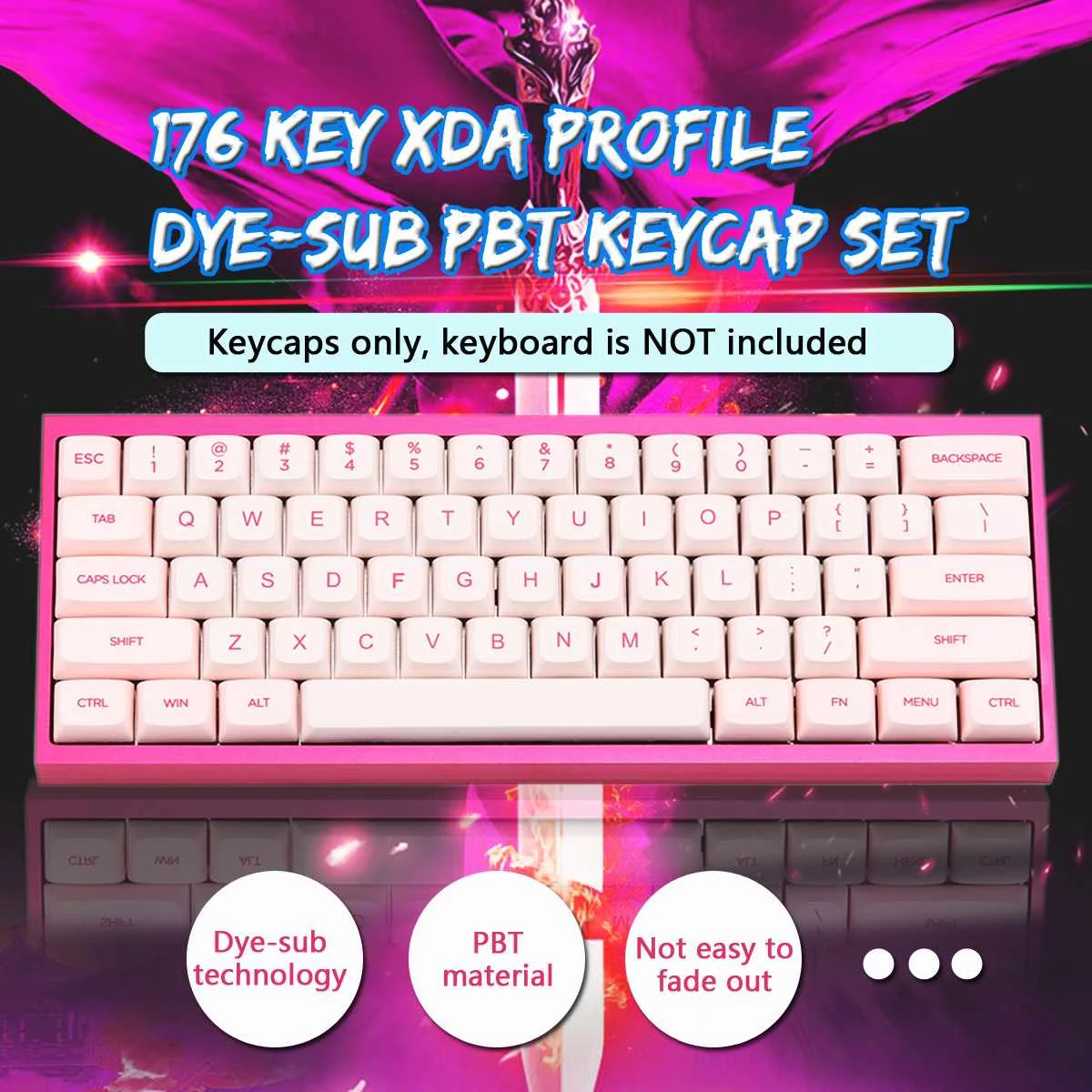 

LEORY 176 Key XDA Profile Dye-sub PBT Keycaps Pink Full Layout Gaming Mechanical Cute Keycap Set
