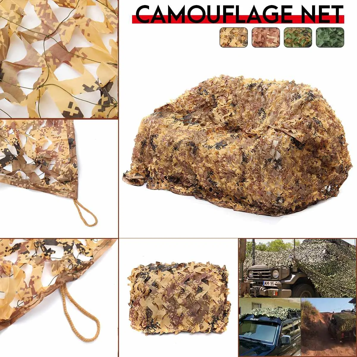 

2x2 2x3 2x4 2x5 2x6 2x7 2x8Hunting Military Camouflage Nets Woodland Army Camo netting Camping Sun ShelterTent Shade sun shelter