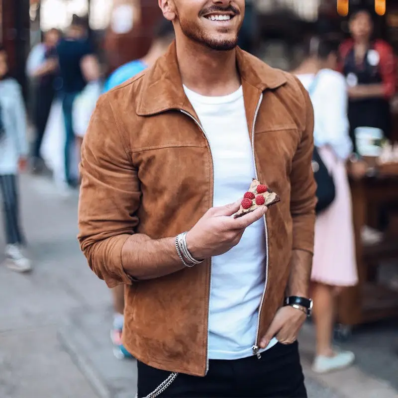 

hirigin New Men Casual Loose Coat Zipper Short Jackets Stylish Cool Retro Pockets Winter Spring Outwear For 5 Colors M-3XL