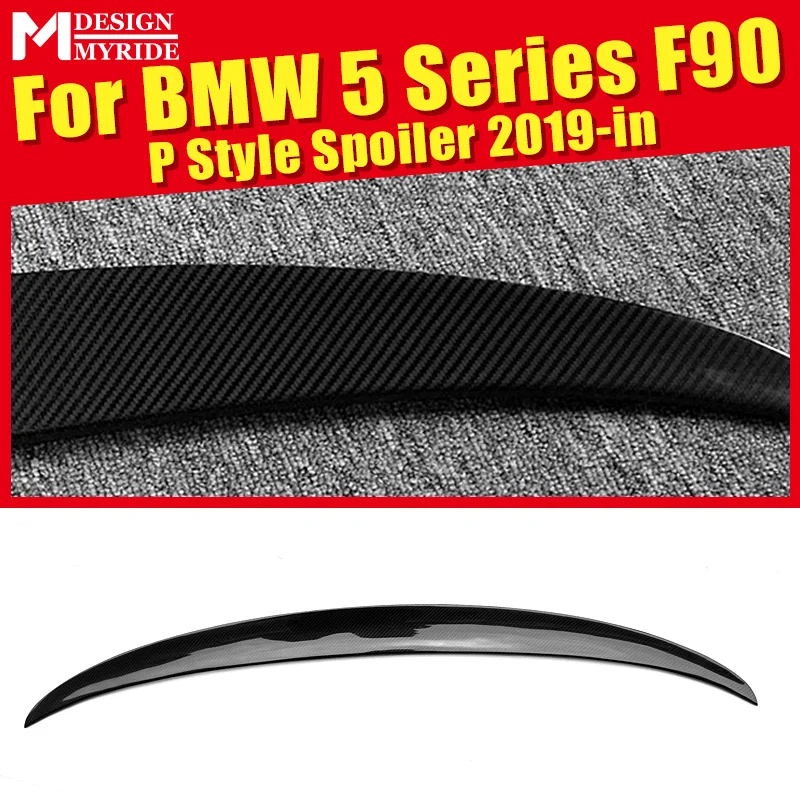 

For BMW M5 F90 Rear Trunk Spoiler Wing Tail Auto Car Styling 5-Series F90 P Style Carbon Fiber Rear Trunk Spoiler Lid Wing 2019+