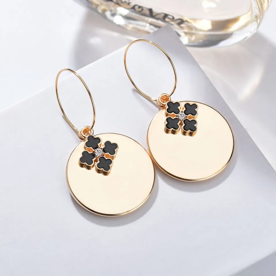 

Fashion Round With Cross Rhinestone Earrings For Wedding Party Trendy Jewelry Female Drop Earings Handmade Earring Party Jewelry