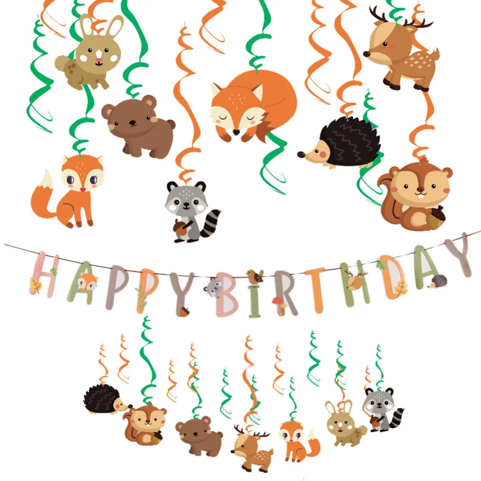 Banderole Decorative Pour Anniversaire Enfants Theme Jungle Bande Dessinee Motif Animal Tourbillonnant Fourniture Pour Fete Prenatale Premier Anniversaire Ete Aliexpress