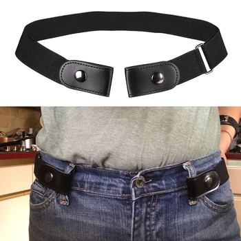 

New Design Women Men Elastic No Buckle Waist Belt Jeans Artificial Leather Simple Pants Invisible Stretch Dresses Belt