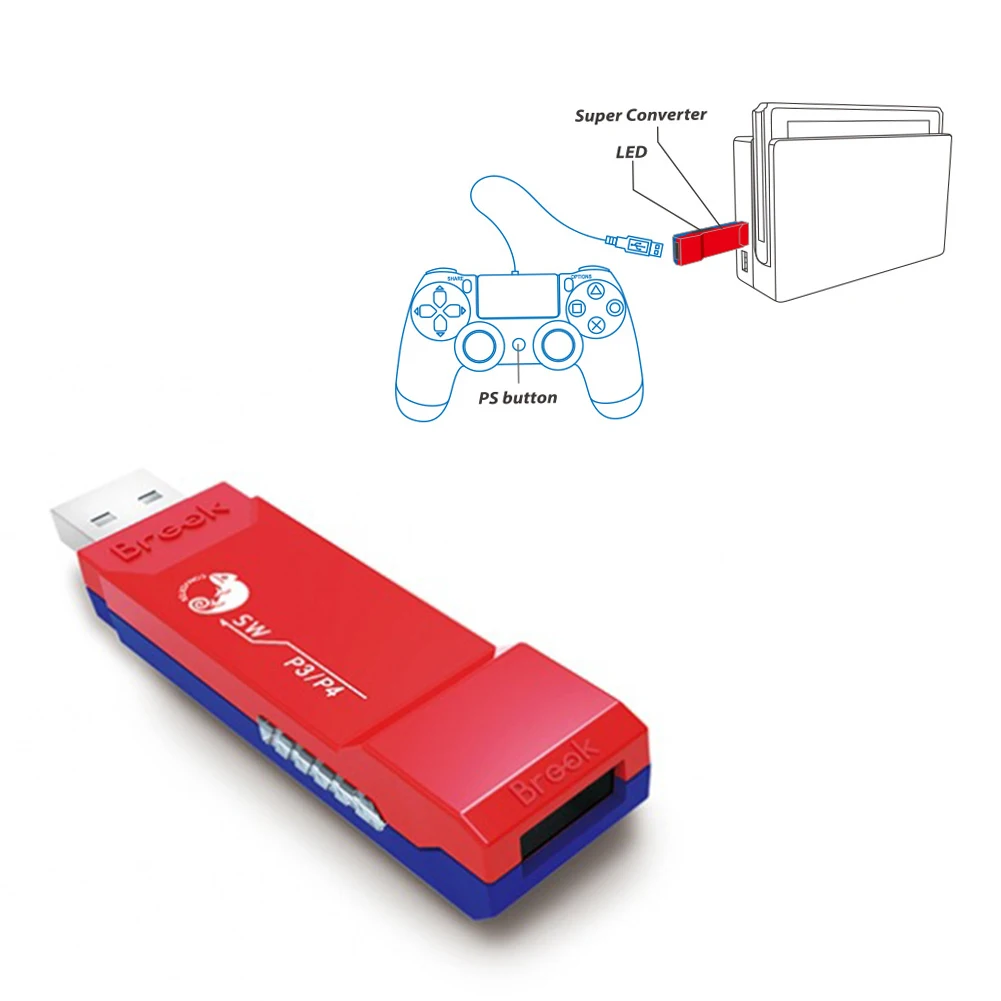 

Vibration Lightweight Gamepad USB Interface for PS 3 / PS4 Switch Controller Adapter Mini Brook Convert For Nintend Switch #25